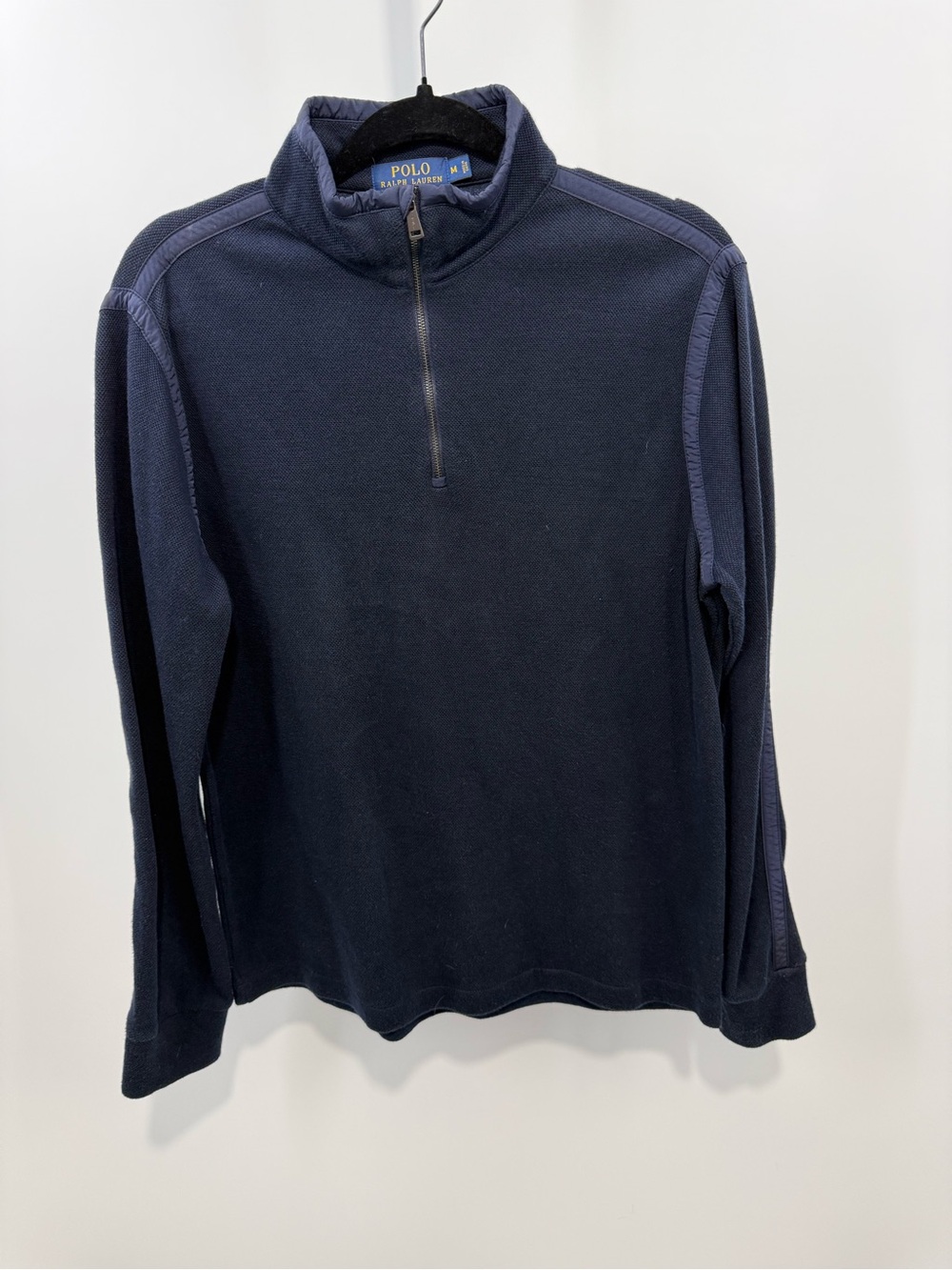 Polo Ralph Lauren Navy Blue Quarter Zip Lined Pullover Mens Size Medium